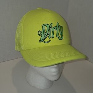 Lucky 7 "DIRTY" TRUCKER SNAPBACK MESH HAT YELLOW LIME GREEN Made In USA